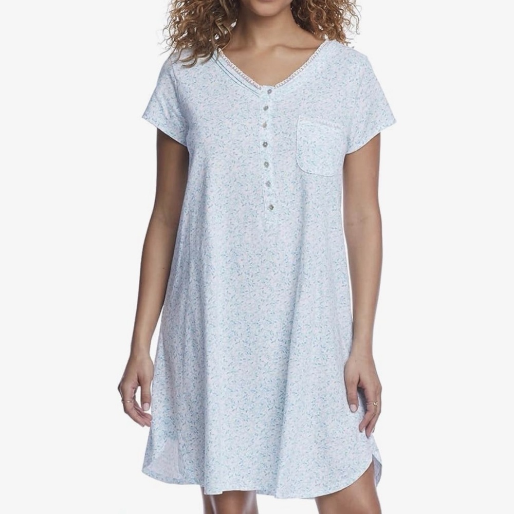 Eileen West Size Large Women's Cotton Jersey Short Gown Nightshirt PJs